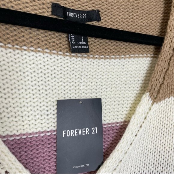 Forever 21 Striped Lilac Multicolor Sweater Oversized Sweater V neck - Picture 6 of 6